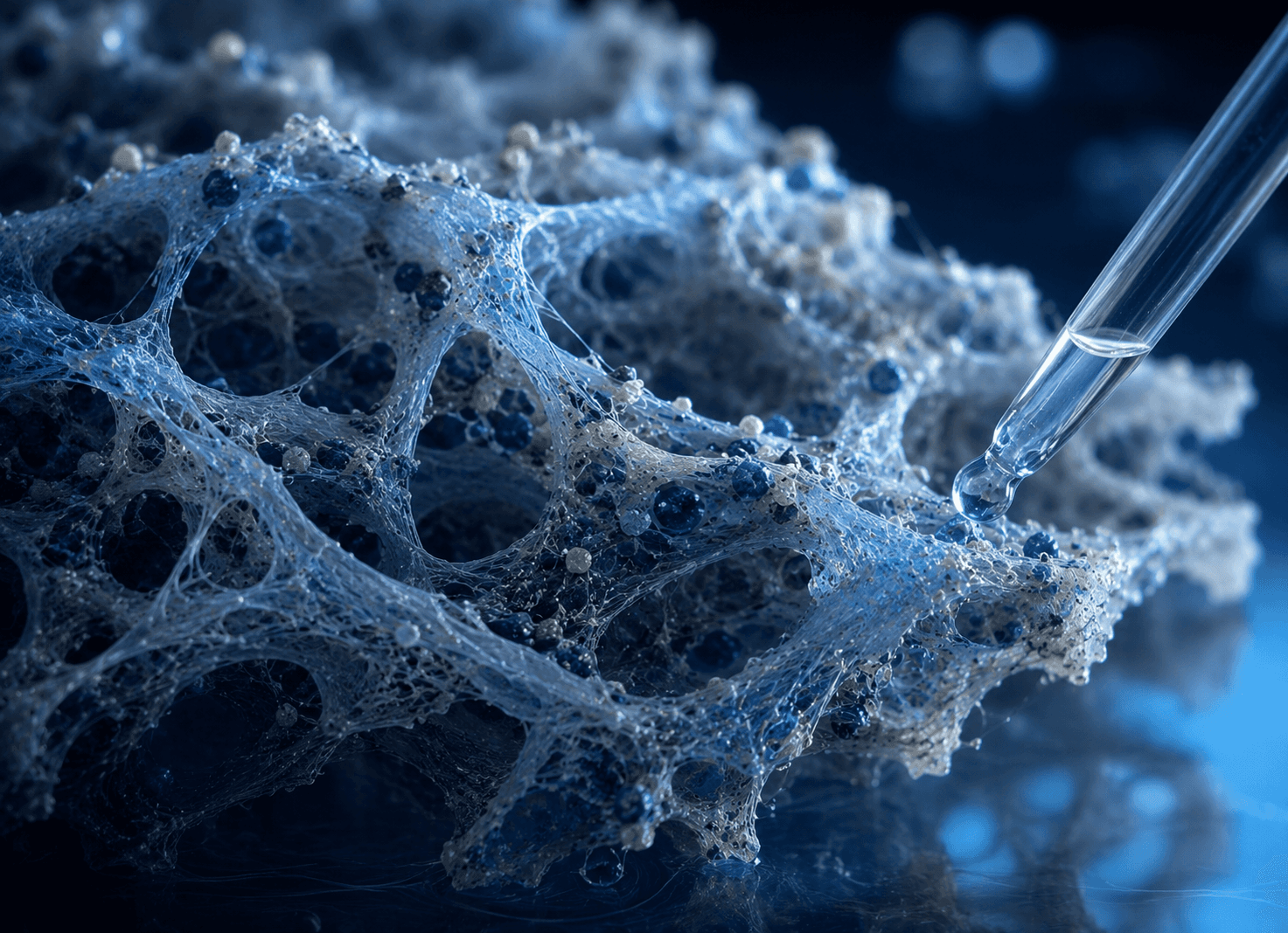 Fiber network and porous scaffold biomaterial matrix architecture