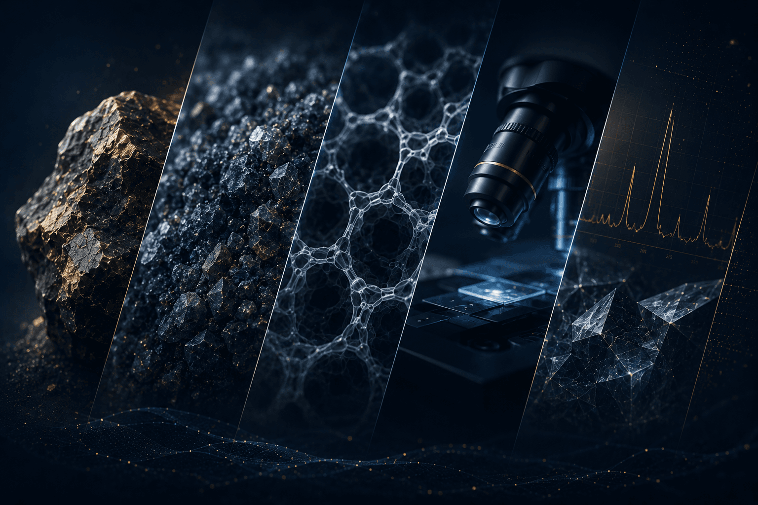 Knowledge center banner with scientific visualization and data patterns